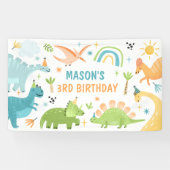 Blaue Dinosaurier Geburtstagsparty Banner (Horizontal)