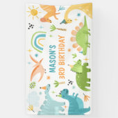 Blaue Dinosaurier Geburtstagsparty Banner (Vertikal)