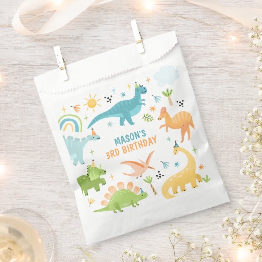 Blaue Dinosaurier Geburtstagsparty Geschenktütchen (Ausgeschnitten)