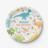 Blaue Dinosaurier Geburtstagsparty Pappteller (Vorderseite)