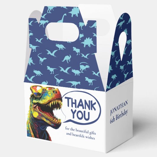Blaue Dinosaurier-Muster Geschenkschachtel (Geöffnet)