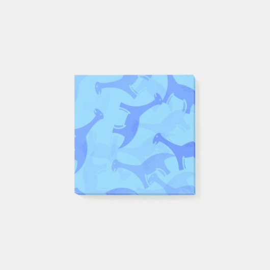 Blaue Dinosaurier Post-it-Notizen Post-it Klebezettel (Vorderseite)