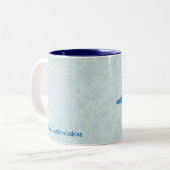 Blaue Dinosaurier-Tasse Zweifarbige Tasse (Vorderseite Links)