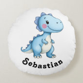 Blaue Dinosauriergeometrie Rundes Kissen (Vorderseite)