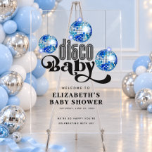 Blaue Disco-Kugel Retro-Disco-Baby-Shower-Willkomm