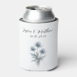 Blaue Distel Blumen Schottland Aquarell Hochzeiten Dosenkühler