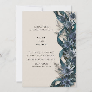 Blaue Distel Botanische Hochzeitseinladung Einladung