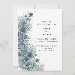 Blaue Distel Botanische Hochzeitseinladung Einladung