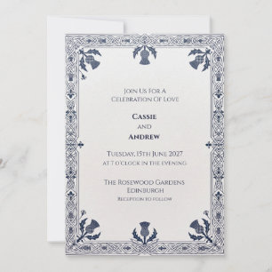 Blaue Distel-Ecke Schottische Hochzeitseinladung Einladung