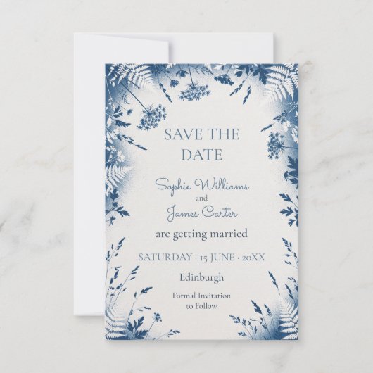 Blaue Distel Eukalyptus Save The Date (Vorderseite)