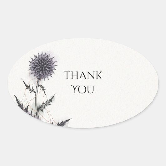 Blaue Distel Hochzeit Danke Aufkleber (Vorderseite)
