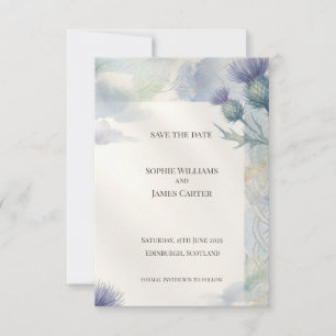 Blaue Distel-Keltischer Knoten Save the Date Sch