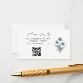 Blaue Distel Schottische Aquarell-Blumenhochzeit  Begleitkarte