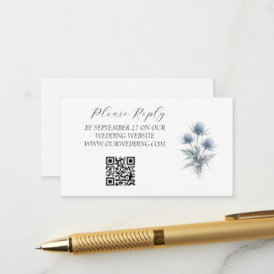 Blaue Distel Schottische Aquarell-Blumenhochzeit  Begleitkarte