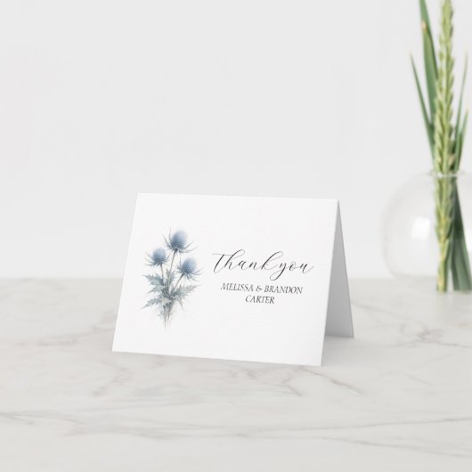 Blaue Distel Schottische Blumen Hochzeit Danke (Vorderseite)