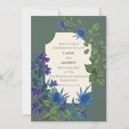 Blaue Distel Schottische Botanische Hochzeitseinla Einladung