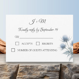 Blaue Distel Schottische einfache Hochzeits-RSVP RSVP Karte