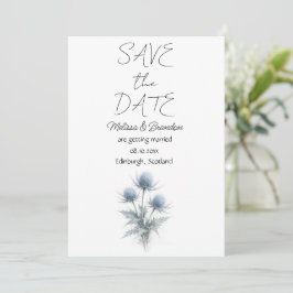 Blaue Distel Schottische Florale Elegante Hochzeit Einladung
