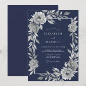 Blaue distinguierte Winterhochzeit Einladung (Vorne/Hinten)