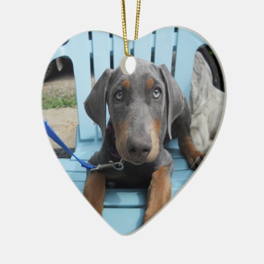 Blaue Dobermannaugen Keramik Ornament (Links)