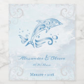 Blaue Dolphin-Hochzeit-Weinkennzeichen Weinetikett (Einzelnes Label)