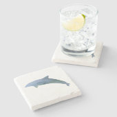 Blaue Dolphin-Malerküste Steinuntersetzer (Seitenansicht)