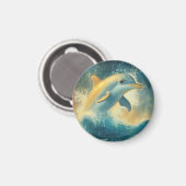 Blaue Dolphin Springen in Waves Magnet (Vorderseite/Rückseite)