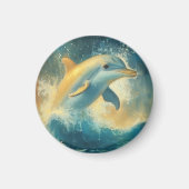 Blaue Dolphin Springen in Waves Magnet (Vorne)