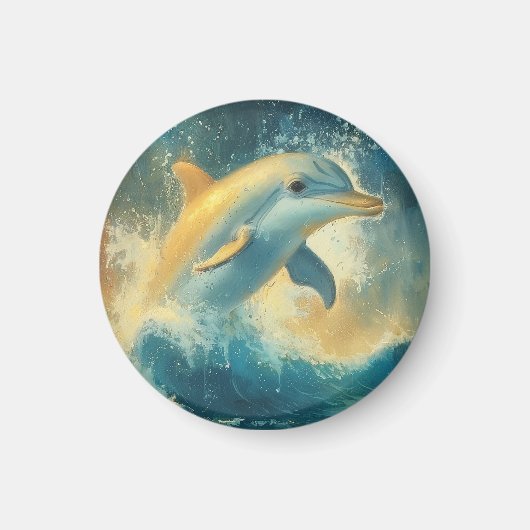 Blaue Dolphin Springen in Waves Magnet (Vorne)