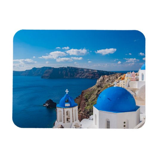 Blaue Domes von Santorini Magnet (Horizontal)