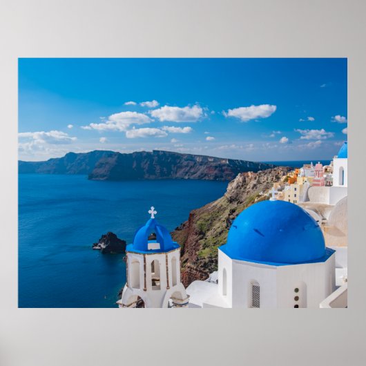 Blaue Domes von Santorini Poster (Vorne)