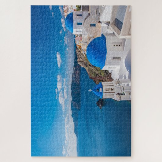 Blaue Domes von Santorini Puzzle (Vertikal)
