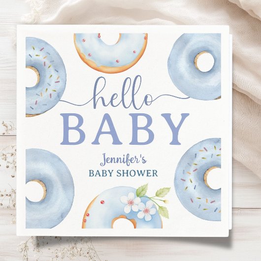 Blaue Donuts Baby Shower Hallo Baby Papiertücher Serviette