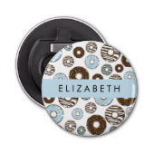 Blaue Donuts, braune Donuts, Sprinklen, Ihr Name Flaschenöffner (Vorderseite)