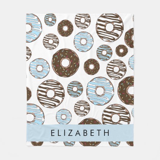 Blaue Donuts, braune Donuts, Sprinklen, Ihr Name Fleecedecke (Vorderseite)