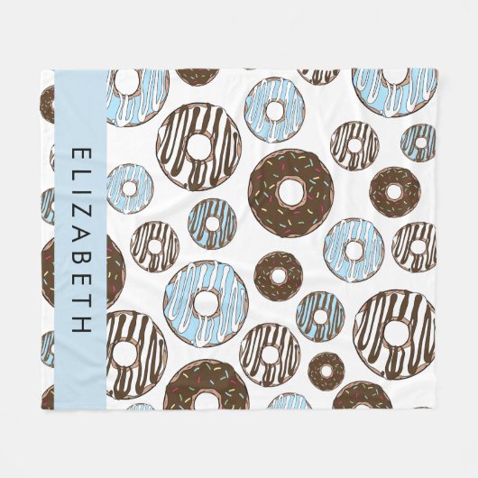 Blaue Donuts, braune Donuts, Sprinklen, Ihr Name Fleecedecke (Vorderseite (Horizontal))