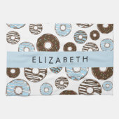 Blaue Donuts, braune Donuts, Sprinklen, Ihr Name Geschirrtuch (Horizontal)