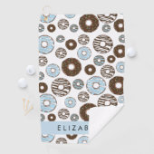 Blaue Donuts, braune Donuts, Sprinklen, Ihr Name Golfhandtuch (Insitu)