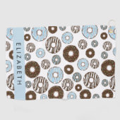 Blaue Donuts, braune Donuts, Sprinklen, Ihr Name Golfhandtuch (Horizontal)