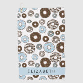 Blaue Donuts, braune Donuts, Sprinklen, Ihr Name Golfhandtuch (Vorderseite)
