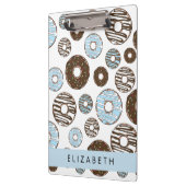 Blaue Donuts, braune Donuts, Sprinklen, Ihr Name Klemmbrett (Links)