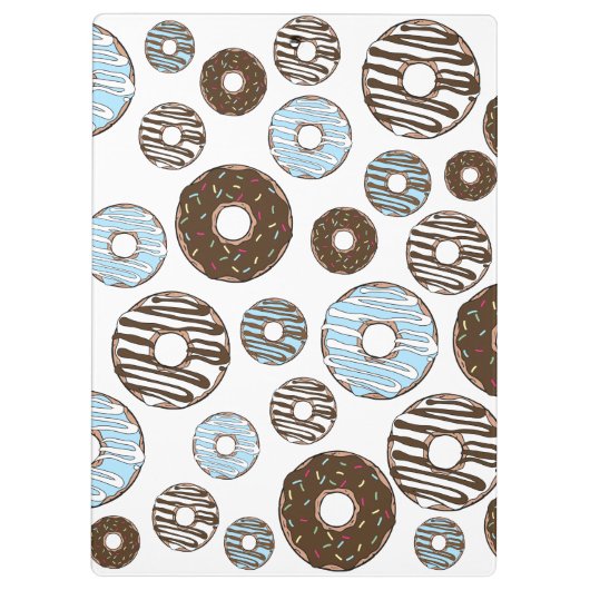 Blaue Donuts, braune Donuts, Sprinklen, Ihr Name Klemmbrett (Rückseite)
