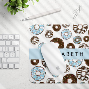 Blaue Donuts, braune Donuts, Sprinklen, Ihr Name Mousepad