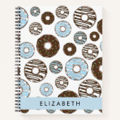 Blaue Donuts, braune Donuts, Sprinklen, Ihr Name Notizblock (Vorderseite)