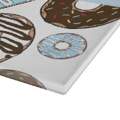Blaue Donuts, braune Donuts, Sprinklen, Ihr Name Schneidebrett (Ecke)