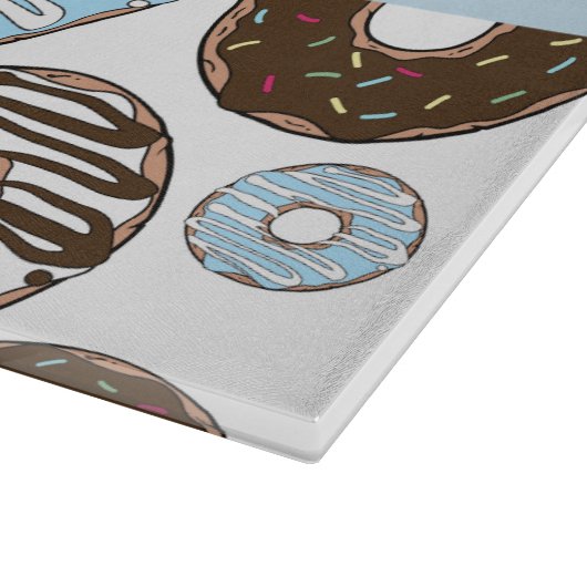 Blaue Donuts, braune Donuts, Sprinklen, Ihr Name Schneidebrett (Ecke)