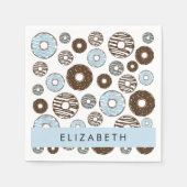 Blaue Donuts, braune Donuts, Sprinklen, Ihr Name Serviette (Vorderseite)