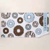 Blaue Donuts, braune Donuts, Sprinklen, Ihr Name Strandtuch (Vorderseite)