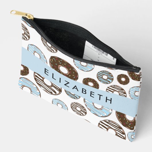 Blaue Donuts, braune Donuts, Sprinklen, Ihr Name Zubehörtasche (Offen)