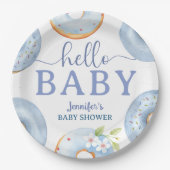 Blaue Donuts Hallo Baby Shower Brunch  Pappteller (Vorderseite)